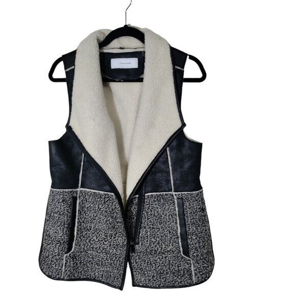 T‎ Tahari Black Faux Leather Vest Size Small - Picture 2 of 11